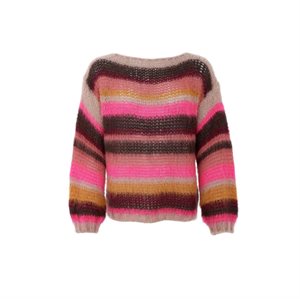 Black Colour - BCADRIA multi striped jumper - berry